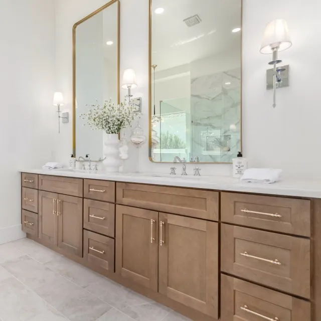 Luxurious Spa Style Bathroom With Solid Stone Counters